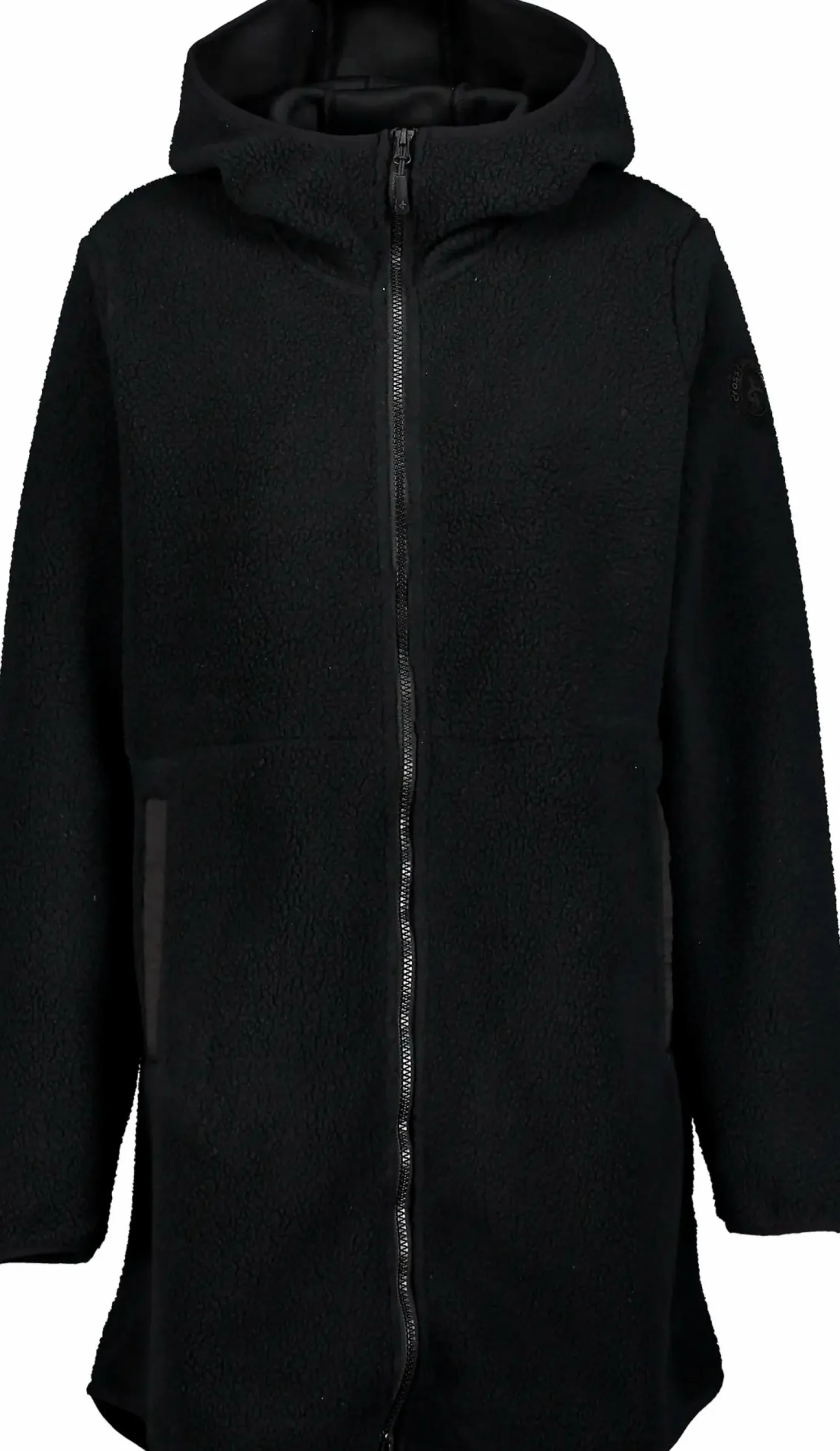 long pile hood, lang fleecejakke, dame